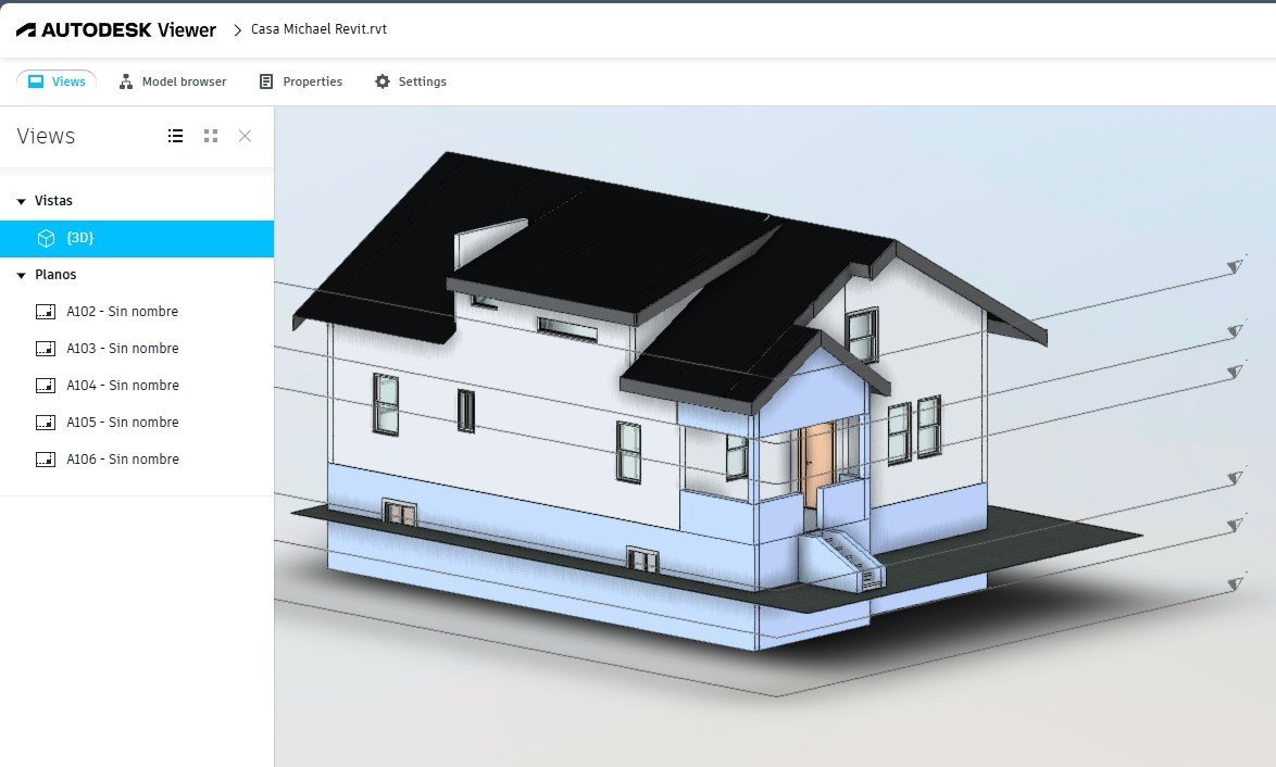 3D architectural render of a house model in Autodesk Viewer